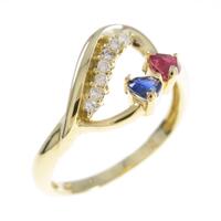 K18YG ハート カラーストーンリング