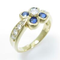 K18YG フラワー サファイヤリング