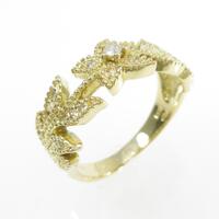 K18YG リーフ ダイヤモンドリング