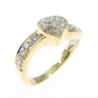 K18YG／K18WG ハート ダイヤモンド ピンキーリング