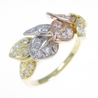 K18YG／PT／K18PG リーフ ダイヤモンドリング