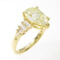 【リメイク】K18YG ダイヤモンドリング 2．401ct・LY・SI2・ペアシェイプ