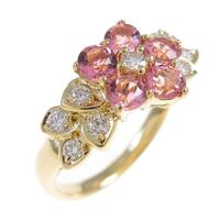 K18YG フラワー トルマリンリング