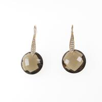 K18PG スモーキークオーツピアス