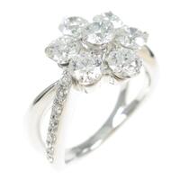 K18WG フラワー ダイヤモンドリング