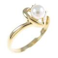 K18YG ハート アコヤパールリング