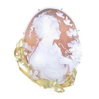 クイーン シェルカメオ ブローチ