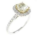 プラチナ／K18YG ダイヤモンドリング 1．008ct・L・SI1・クッションカット