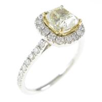 プラチナ／K18YG ダイヤモンドリング 1．008ct・L・SI1・クッションカット
