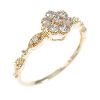 K18YG フラワー ダイヤモンドリング