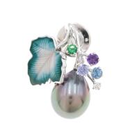 ミキモト リーフ クロチョウパールブローチ