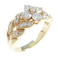 K18YG フラワー ダイヤモンドリング