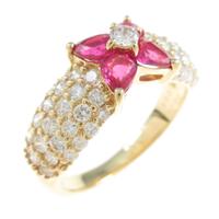 K18YG フラワー ルビーリング