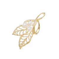 K18YG リーフ アコヤパールブローチ