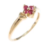 18KYG フラワー ルビーリング
