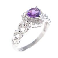 K14WG ハート アメジストリング