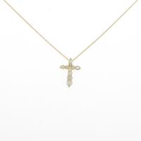 K18YG クロス ダイヤモンドネックレス