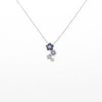 K14WG フラワー カラーストーンネックレス