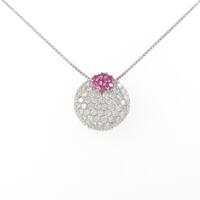 K18WG フラワー ルビーネックレス