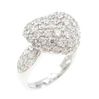 K18WG ハート×パヴェ ダイヤモンドリング