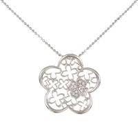 K18WG フラワー×クローバー ダイヤモンドネックレス