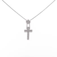 K18WG クロス ダイヤモンドネックレス
