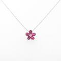 K18WG フラワー ルビーネックレス