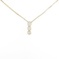 K18YG スリーストーン ダイヤモンドネックレス