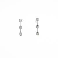 K14WG スリーストーン ダイヤモンドピアス