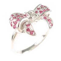 K18WG リボン ルビーリング