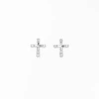 K18WG クロス ダイヤモンドピアス