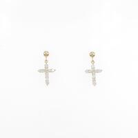 K18YG クロス ダイヤモンドピアス