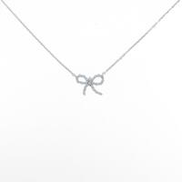 K18WG リボン ダイヤモンドネックレス