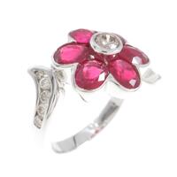 K18WG フラワー ルビーリング