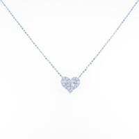 K18WG パヴェ ハート ダイヤモンドネックレス