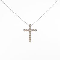 K18WG クロス ダイヤモンドネックレス