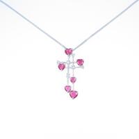 K18WG クロス ルビーネックレス