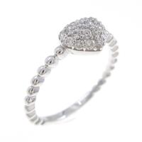 K18WG ハート パヴェ ダイヤモンドリング