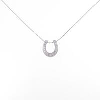 K18WG ホースシュー ダイヤモンドネックレス