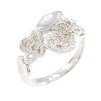 K18WG ハートXフラワー ダイヤモンドリング