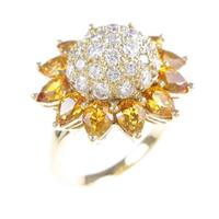 K18YG フラワー サファイヤリング 拡散処理未検査