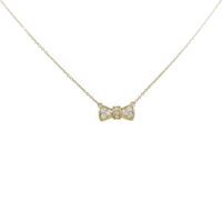 K18YG リボン ダイヤモンドネックレス