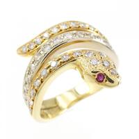 750YG/750WG スネイク ルビー リング 0.03CT