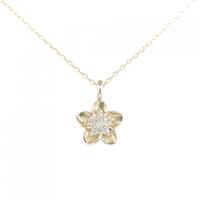 K10YG フラワー ダイヤモンド ネックレス 0.03CT