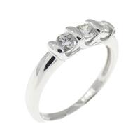 K18WG スリーストーン ダイヤモンド リング 0.28CT