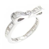 K18WG リボン ダイヤモンド リング 0.03CT