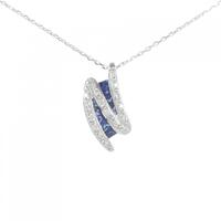 K18WG/K14WG サファイヤ ネックレス 0.80CT