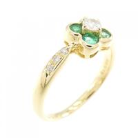 K18YG フラワー エメラルド リング 0.23CT