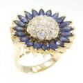K18YG フラワー サファイヤ リング 2.80CT
