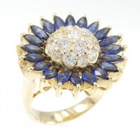 K18YG フラワー サファイヤ リング 2.80CT